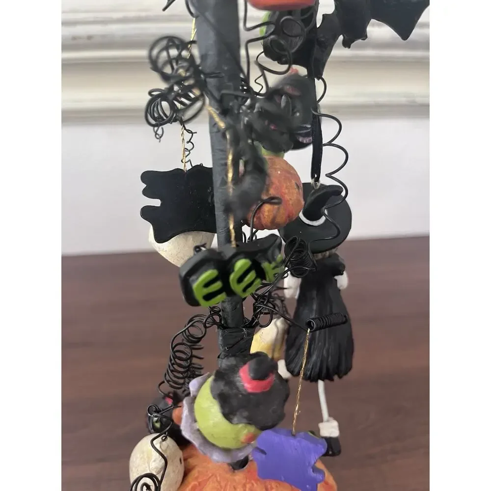 Vtg Halloween Tabletop Decorative Twisted Spooky Tree Whimsical With Ornaments